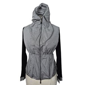 NWT Talco Black White Full Zip Sheer Lightweight Jacket M
